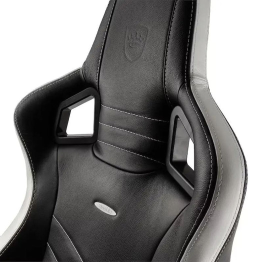 Ігрове крісло Noblechairs EPIC до 120 кг з натуральної шкіри чорно-білого кольору