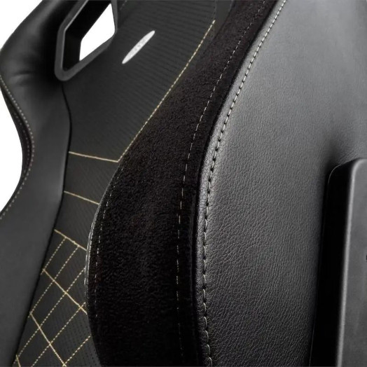 Ігрове крісло Noblechairs EPIC Black Gold до 120 кг з екологічно чистої шкіри чорно-золотий
