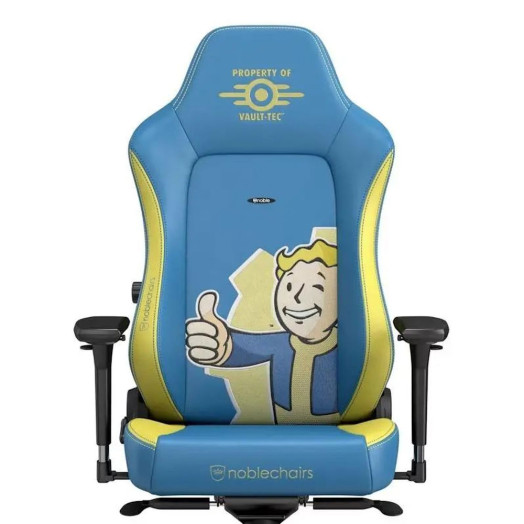 Ігрове крісло Noblechairs HERO Fallout Vault-Tec Edition до 150 кг ЕКО шкіра синьо-жовта