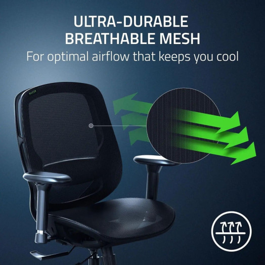 Ігрове крісло Razer Fujin до 136 кг, тканина чорного кольору