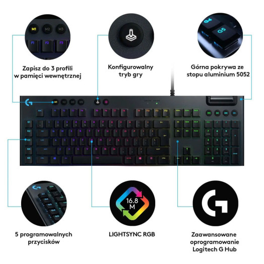 Чорна лінійна механічна клавіатура Logitech G815 GL