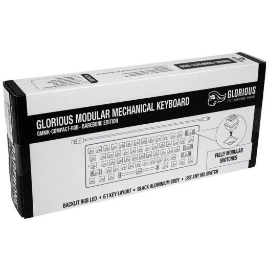 Чудова компактна механічна клавіатура GMMK BARBONES з 60% RGB чорного кольору