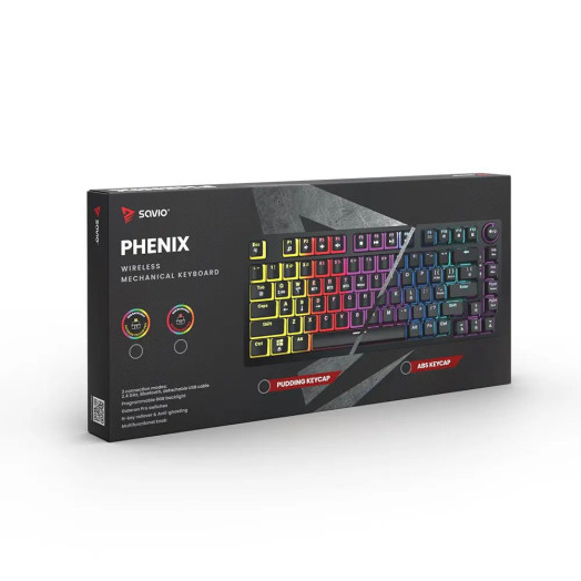 Механічна клавіатура Savio Phenix Gateron Red Pro Pudding Black