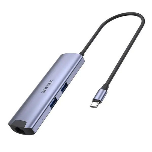 Концентратор USB Unitek H1112F USB-C PD100W RJ-45 5Gbps Grey