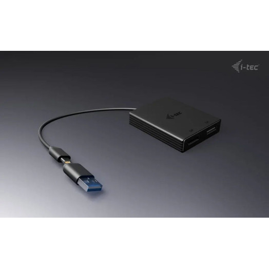 i-Tec CADUAL4KDP USB-A/USB-C Dual 4K/60Hz DisplayPort USB Hub Black