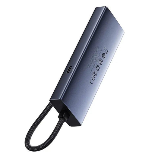 4-портовий USB-концентратор Baseus B0005280B811-12 UltraJoy Series Lite (USB до USB 3.0*3+RJ45*1+USB-C 5V) сірий