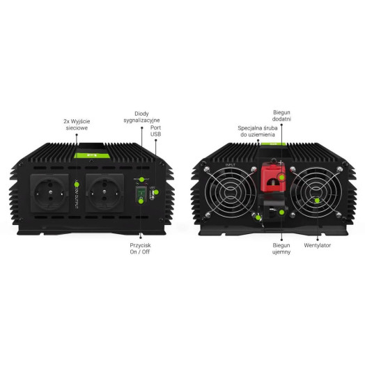 Green Cell PRO INVGC10 перетворювач 12 В до 230 В 2000 Вт/4000 Вт модифікована синусоїда
