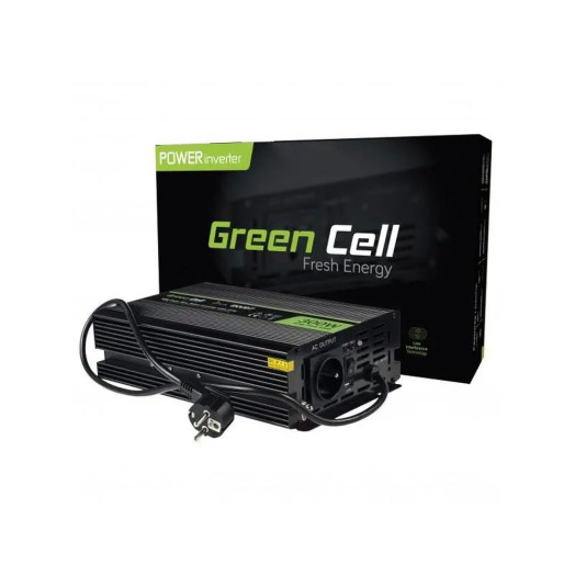 Green Cell INV07 Перетворювач ДБЖ Режим 12 В до 230 В 300 Вт/600 Вт Чиста синусоїда для насоса центрального опалення