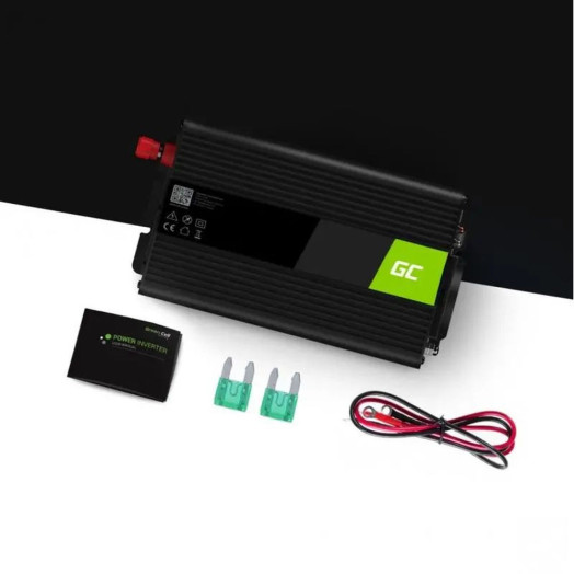 Green Cell INV07 Перетворювач ДБЖ Режим 12 В до 230 В 300 Вт/600 Вт Чиста синусоїда для насоса центрального опалення