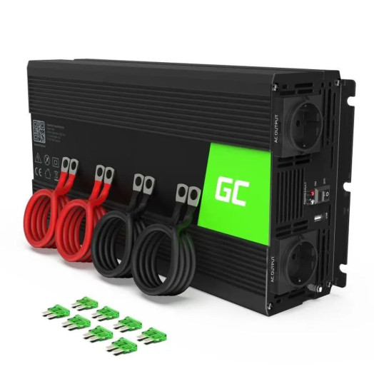 Green Cell INV21 Перетворювач 24 В на 230 В 3000 Вт/6000 Вт Чиста синусоїда