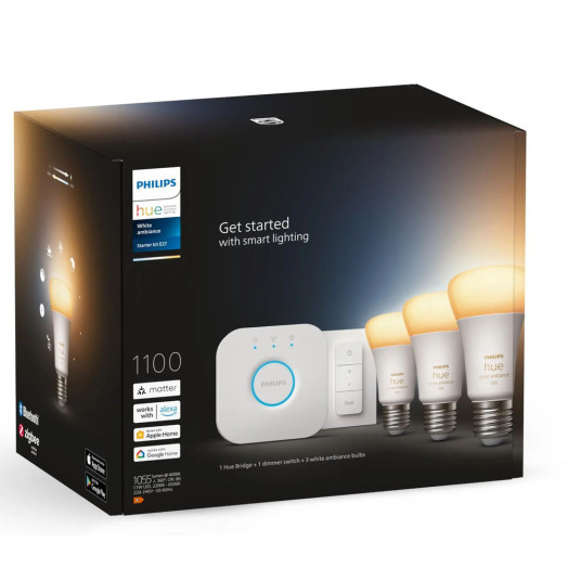 Світлодіодна лампа Philips Hue White Ambiance E27, 3 шт. Стартовий комплект