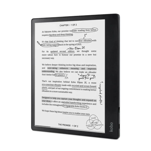 Пристрій для читання електронних книг Kobo Elipsa 2E 10.3" 32GB WiFi Bluetooth Stylus Black