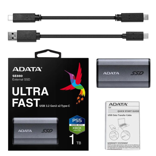 Adata Elite SE880 1TB USB 3.2 Type C сірий
