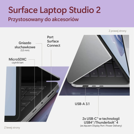 Ноутбук Microsoft Surface Laptop Studio 2 14,4" i7-13700H 16 ГБ RAM 512 ГБ SSD RTX4050 DLSS3 Win11 Platinum