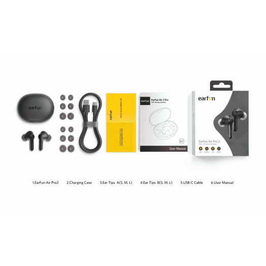 Бездротові навушники Earfun Free Pro 2 In-Ear Bluetooth 5.2 Black