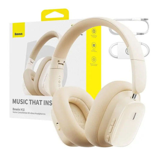 Бездротові навушники Baseus Bowie H1i ANC On-Ear Bluetooth 5.3 Cream