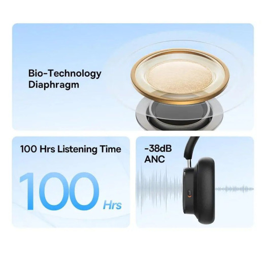 Бездротові навушники Baseus Bowie H1i ANC On-Ear Bluetooth 5.3 Cream