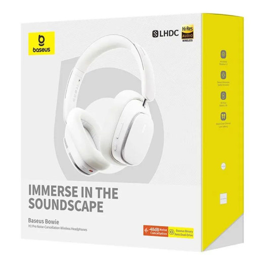 Бездротові навушники Baseus Bowie H1 PRO On-Ear Bluetooth 5.3 White