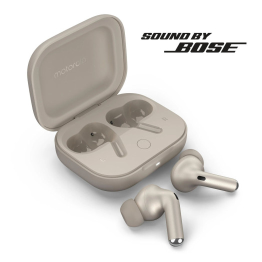 Звук бездротових навушників Motorola Moto Buds+ від BOSE In-ear Bluetooth світло-сірий