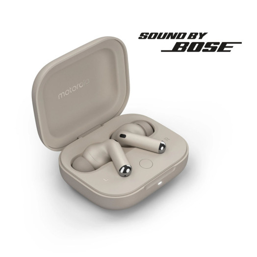Звук бездротових навушників Motorola Moto Buds+ від BOSE In-ear Bluetooth світло-сірий