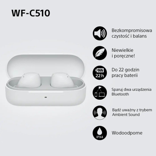 Бездротові навушники Sony WF-C510 In-Ear Bluetooth 5.3 White