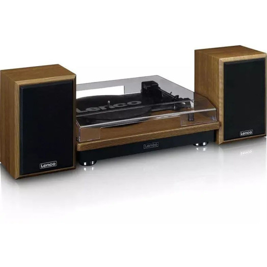 Lenco LS-100WD програвач з ручним ремінним приводом, попередній підсилювач Bluetooth, коричневий + динаміки