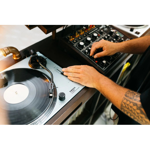 Ручний передпідсилювач з прямим приводом Lenco L-3809ME Turntable Silver