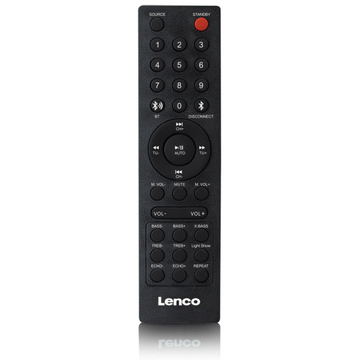 Power Audio Lenco PA-200BK 100W Bluetooth FM Радіо Караоке Мікрофон Чорний