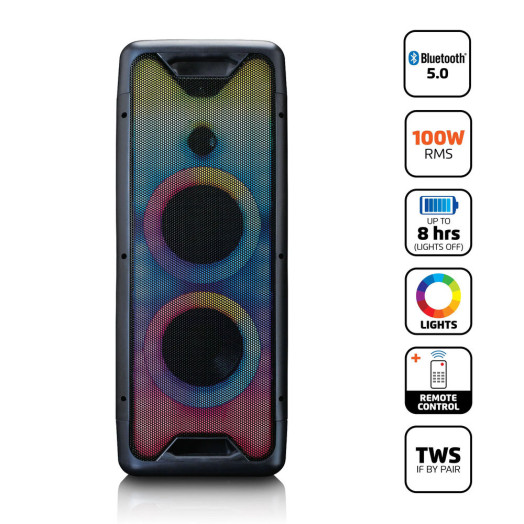 Power Audio Lenco PA-200BK 100W Bluetooth FM Радіо Караоке Мікрофон Чорний