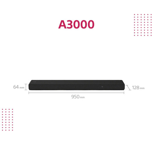 Sony HT-A3000 3.1 Soundbar Wi-Fi Bluetooth AirPlay Chromecast Dolby Atmos DTS X + SA-RS3S Динаміки