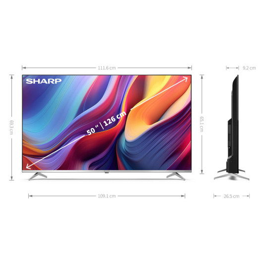 Sharp 50GP6765 50" QLED 4K TV Google TV Dolby Vision Dolby Atmos HDMI 2.1 DVB-T2