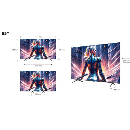 TCL 65C72B 65" QLED 4K 144 Гц Google TV Dolby Vision 2.1 ONKYO Dolby Atmos DTS X HDMI 2.1 DVB-T2